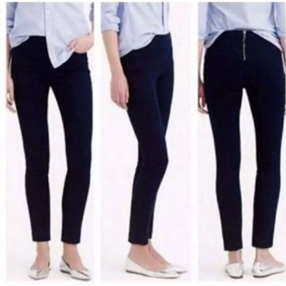 J. CREW Solid Navy Blue PIXIE PANT Skinny Ponte‎ Stretch Knit Leggings Sz 10R